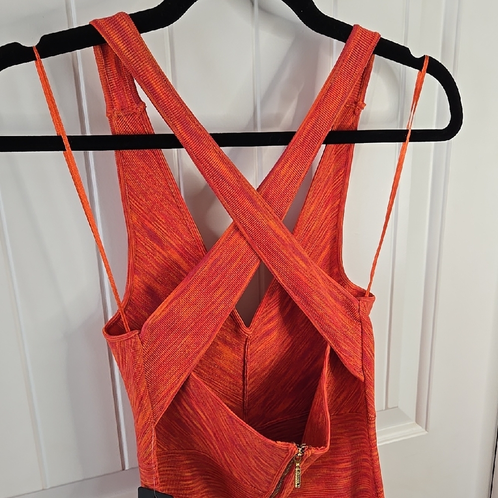 GUESS Orange Criss Cross Back Bodycon Dress Summer Party Y2K Inspired Bikercore - Picture 6 of 8